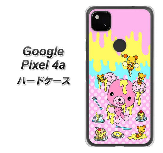 Google Pixel 4a 高画質仕上げ 背面印刷 ハードケース【AG822 ハニベア（水玉ピンク）】