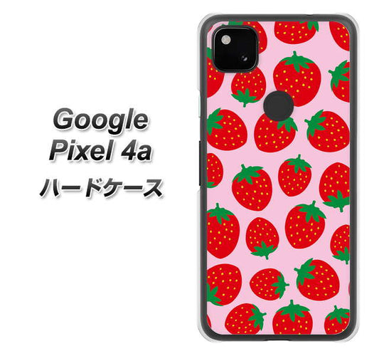 Google Pixel 4a 高画質仕上げ 背面印刷 ハードケース【SC813 小さいイチゴ模様 レッドとピンク】