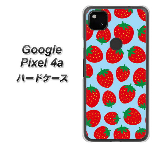 Google Pixel 4a 高画質仕上げ 背面印刷 ハードケース【SC814 小さいイチゴ模様 レッドとブルー】