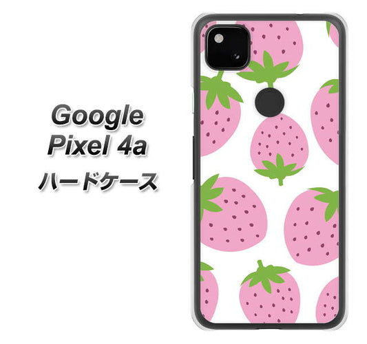Google Pixel 4a 高画質仕上げ 背面印刷 ハードケース【SC816 大きいイチゴ模様 ピンク】