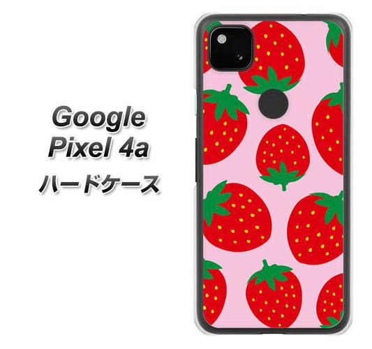 Google Pixel 4a 高画質仕上げ 背面印刷 ハードケース【SC820 大きいイチゴ模様レッドとピンク】
