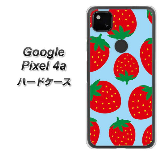 Google Pixel 4a 高画質仕上げ 背面印刷 ハードケース【SC821 大きいイチゴ模様レッドとブルー】