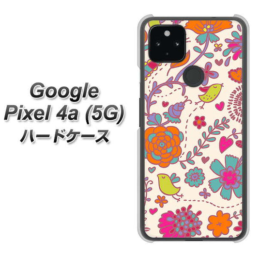 Google Pixel 4a (5G) 高画質仕上げ 背面印刷 ハードケース【323 小鳥と花】