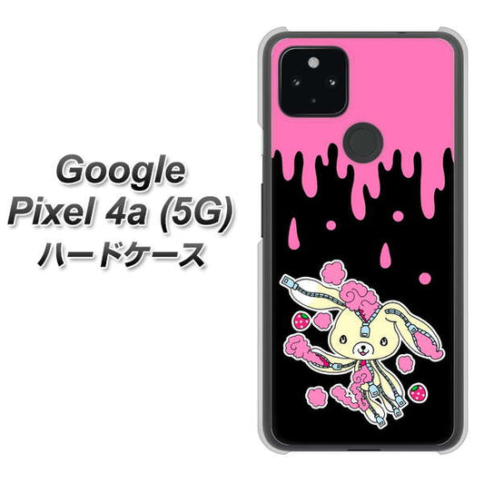 Google Pixel 4a (5G) 高画質仕上げ 背面印刷 ハードケース【AG814 ジッパーうさぎのジッピョン（黒×ピンク）】