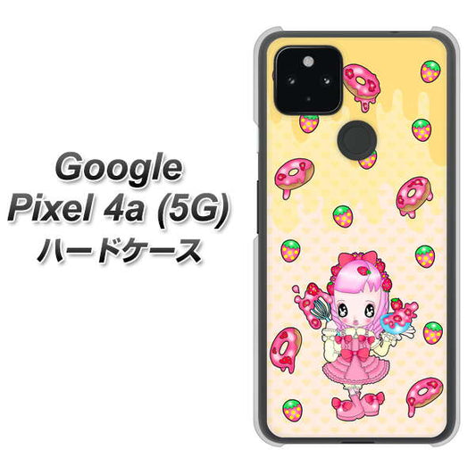 Google Pixel 4a (5G) 高画質仕上げ 背面印刷 ハードケース【AG815 ストロベリードーナツ（水玉黄）】