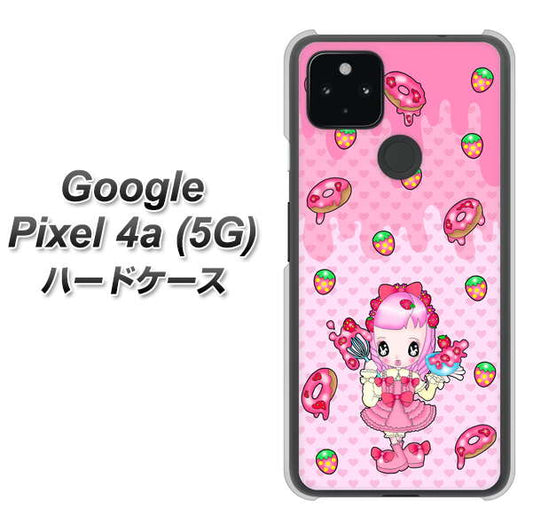 Google Pixel 4a (5G) 高画質仕上げ 背面印刷 ハードケース【AG816 ストロベリードーナツ（水玉ピンク）】