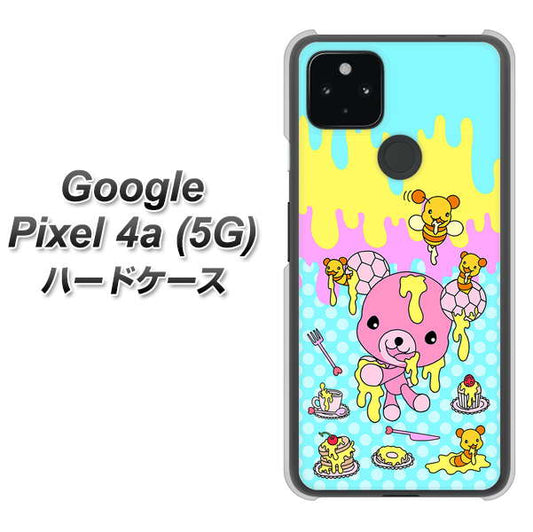 Google Pixel 4a (5G) 高画質仕上げ 背面印刷 ハードケース【AG821 ハニベア（水玉水色）】