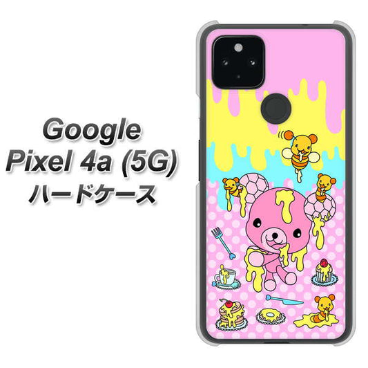Google Pixel 4a (5G) 高画質仕上げ 背面印刷 ハードケース【AG822 ハニベア（水玉ピンク）】