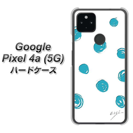 Google Pixel 4a (5G) 高画質仕上げ 背面印刷 ハードケース【OE839 手描きシンプル ホワイト×ブルー】
