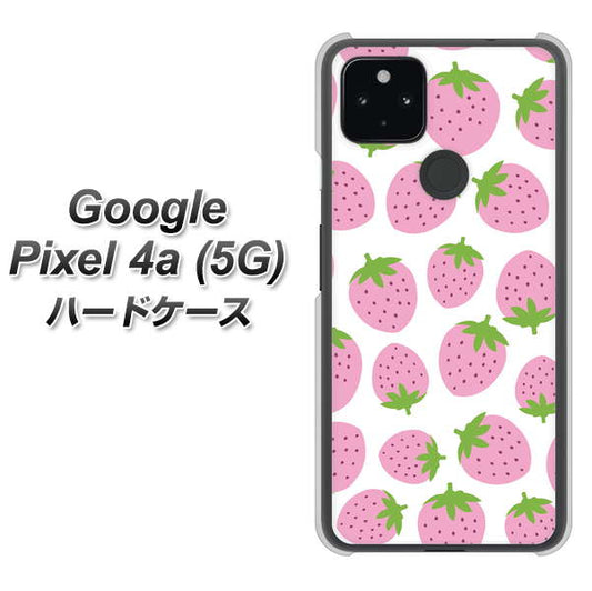 Google Pixel 4a (5G) 高画質仕上げ 背面印刷 ハードケース【SC809 小さいイチゴ模様 ピンク】
