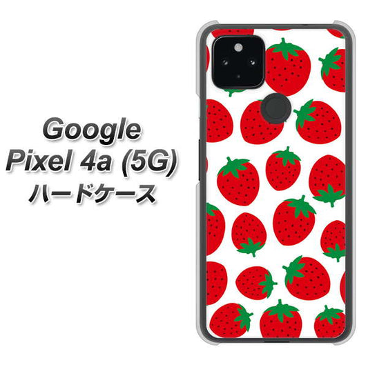 Google Pixel 4a (5G) 高画質仕上げ 背面印刷 ハードケース【SC811 小さいイチゴ模様 レッド】