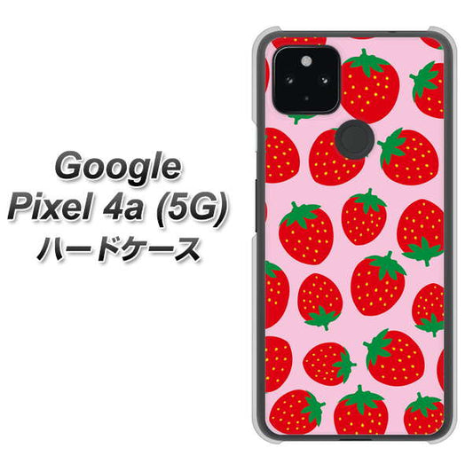 Google Pixel 4a (5G) 高画質仕上げ 背面印刷 ハードケース【SC813 小さいイチゴ模様 レッドとピンク】