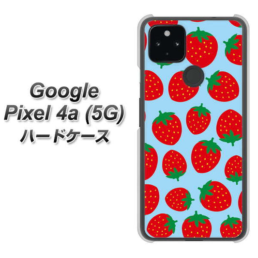 Google Pixel 4a (5G) 高画質仕上げ 背面印刷 ハードケース【SC814 小さいイチゴ模様 レッドとブルー】