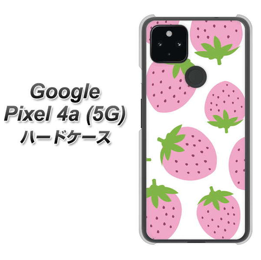 Google Pixel 4a (5G) 高画質仕上げ 背面印刷 ハードケース【SC816 大きいイチゴ模様 ピンク】