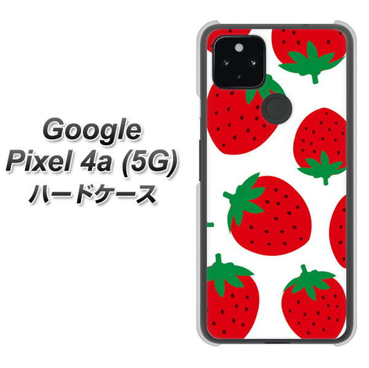 Google Pixel 4a (5G) 高画質仕上げ 背面印刷 ハードケース【SC818 大きいイチゴ模様レッド】