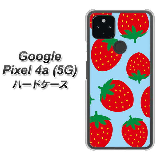 Google Pixel 4a (5G) 高画質仕上げ 背面印刷 ハードケース【SC821 大きいイチゴ模様レッドとブルー】