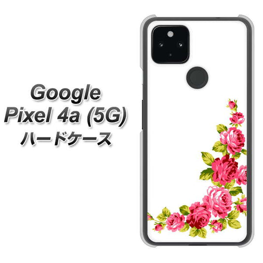 Google Pixel 4a (5G) 高画質仕上げ 背面印刷 ハードケース【VA825 バラのフレーム(白)】