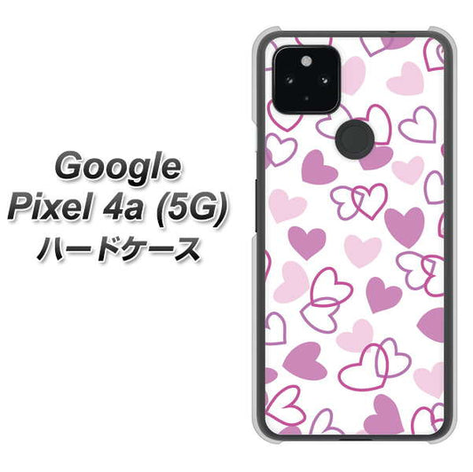 Google Pixel 4a (5G) 高画質仕上げ 背面印刷 ハードケース【VA928 ハートがいっぱい パープル】
