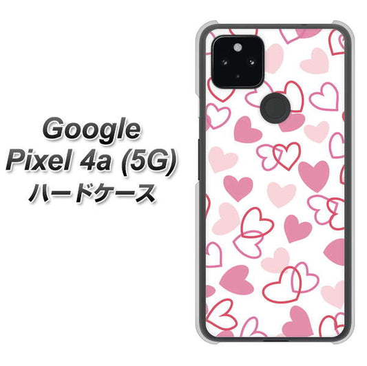 Google Pixel 4a (5G) 高画質仕上げ 背面印刷 ハードケース【VA929 ハートがいっぱい ピンク】