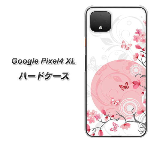 Google Pixel 4 XL 高画質仕上げ 背面印刷 ハードケース【030 花と蝶（うす桃色）】