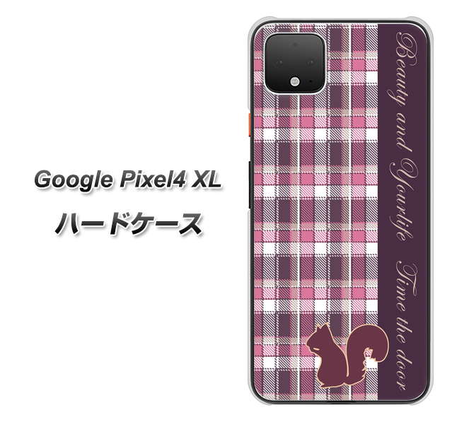 Google Pixel 4 XL 高画質仕上げ 背面印刷 ハードケース【519 チェック柄にリス】