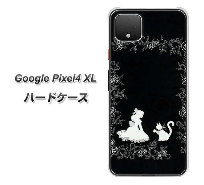 Google Pixel 4 XL 高画質仕上げ 背面印刷 ハードケース【1097 お姫様とネコ(モノトーン)】