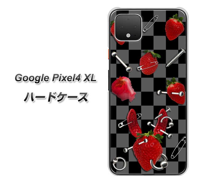 Google Pixel 4 XL 高画質仕上げ 背面印刷 ハードケース【AG833 苺パンク(黒)】