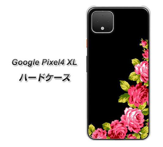 Google Pixel 4 XL 高画質仕上げ 背面印刷 ハードケース【VA826 バラのフレーム(黒)】
