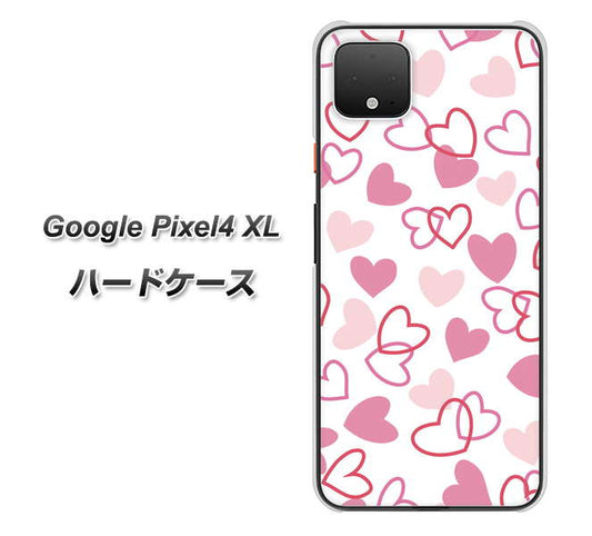 Google Pixel 4 XL 高画質仕上げ 背面印刷 ハードケース【VA929 ハートがいっぱい ピンク】