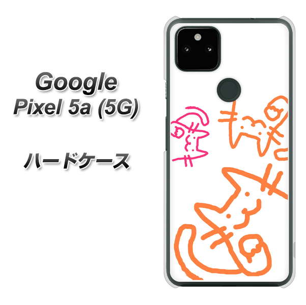 Google Pixel 5a (5G) 高画質仕上げ 背面印刷 ハードケース【1098 手まねきする3匹のネコ】