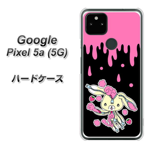 Google Pixel 5a (5G) 高画質仕上げ 背面印刷 ハードケース【AG814 ジッパーうさぎのジッピョン(黒×ピンク)】