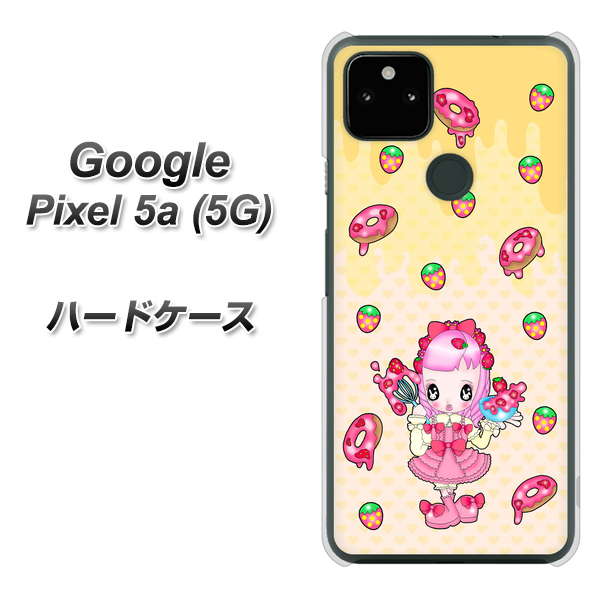 Google Pixel 5a (5G) 高画質仕上げ 背面印刷 ハードケース【AG815 ストロベリードーナツ(水玉黄)】