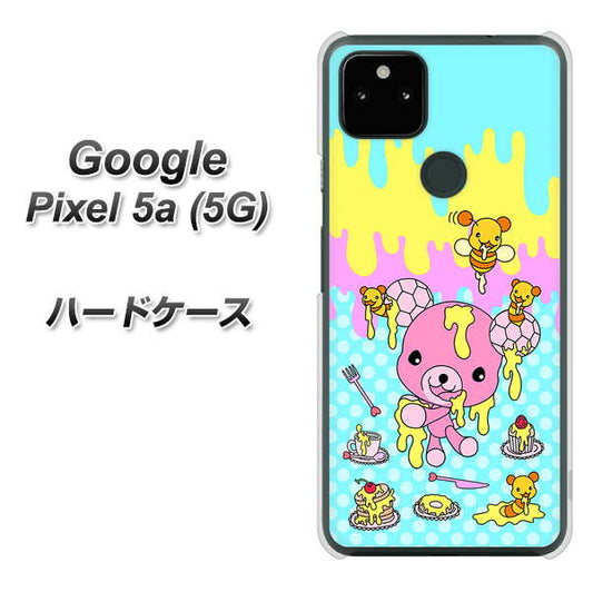 Google Pixel 5a (5G) 高画質仕上げ 背面印刷 ハードケース【AG821 ハニベア（水玉水色）】