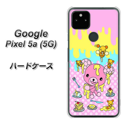 Google Pixel 5a (5G) 高画質仕上げ 背面印刷 ハードケース【AG822 ハニベア（水玉ピンク）】