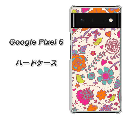 Google Pixel 6 高画質仕上げ 背面印刷 ハードケース【323 小鳥と花】