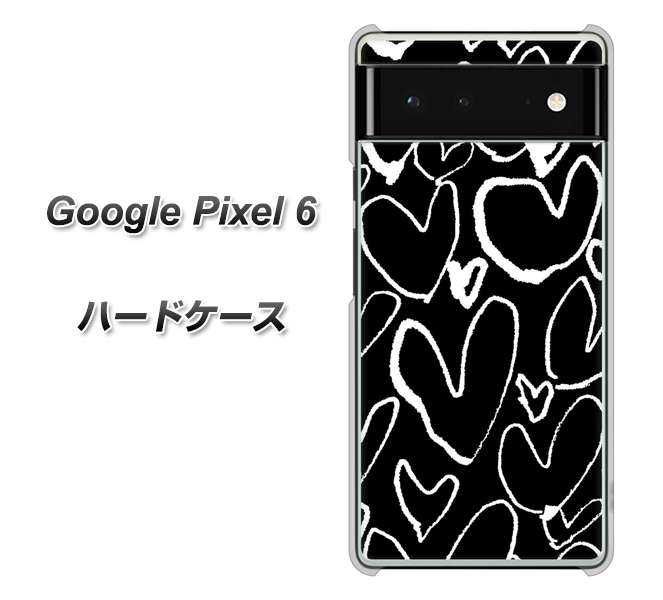 Google Pixel 6 高画質仕上げ 背面印刷 ハードケース【1124 ハート BK&WH】