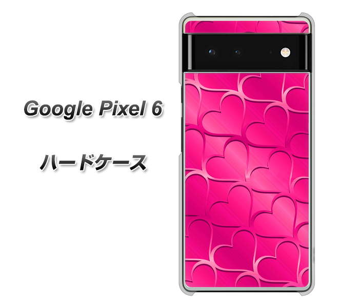 Google Pixel 6 高画質仕上げ 背面印刷 ハードケース【1347 かくれハート(ショッキングピンク)】