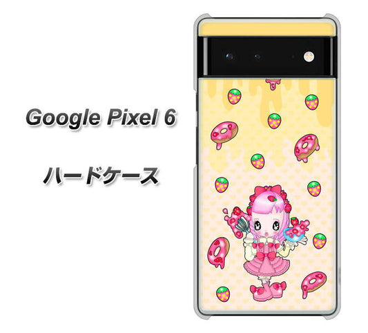 Google Pixel 6 高画質仕上げ 背面印刷 ハードケース【AG815 ストロベリードーナツ（水玉黄）】