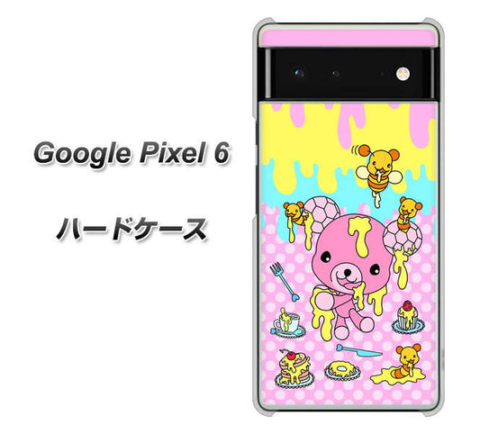 Google Pixel 6 高画質仕上げ 背面印刷 ハードケース【AG822 ハニベア（水玉ピンク）】