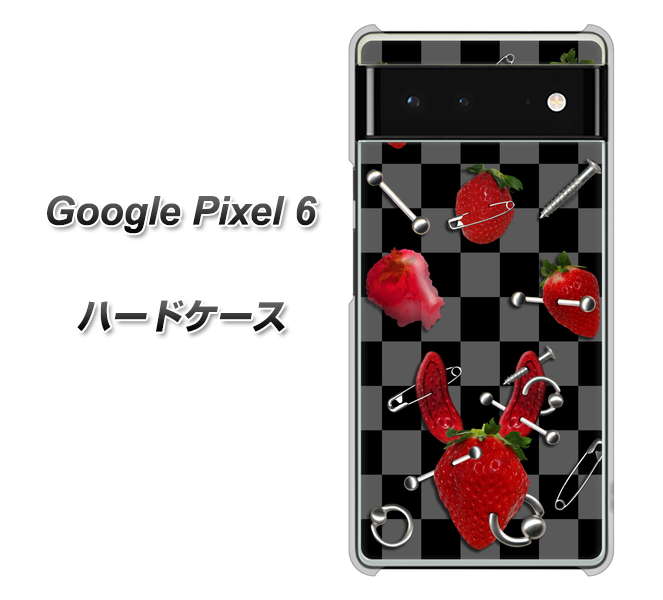 Google Pixel 6 高画質仕上げ 背面印刷 ハードケース【AG833 苺パンク(黒)】