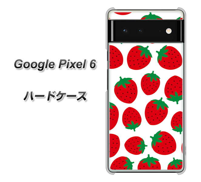 Google Pixel 6 高画質仕上げ 背面印刷 ハードケース【SC811 小さいイチゴ模様 レッド】