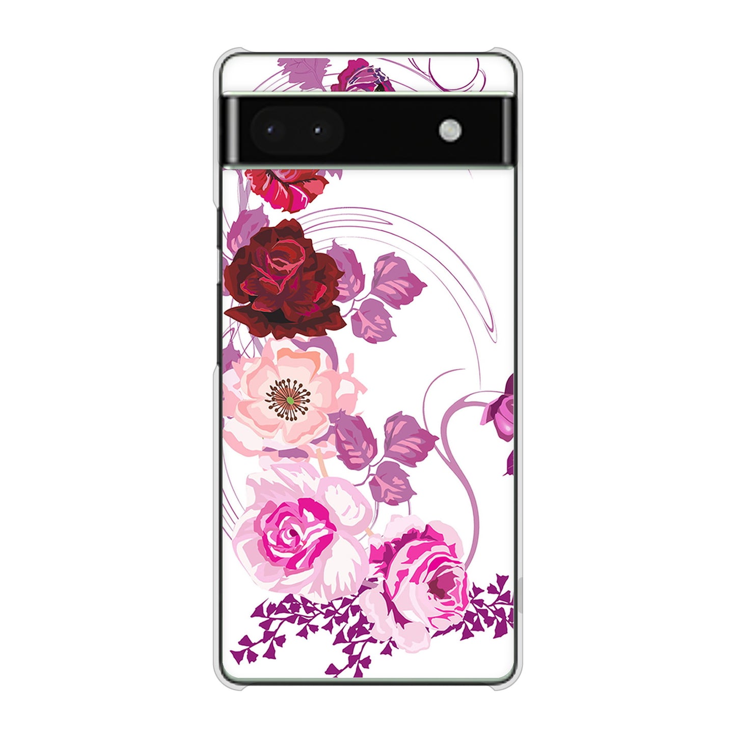 Google Pixel 6a 高画質仕上げ 背面印刷 ハードケース ロマンチックなバラ