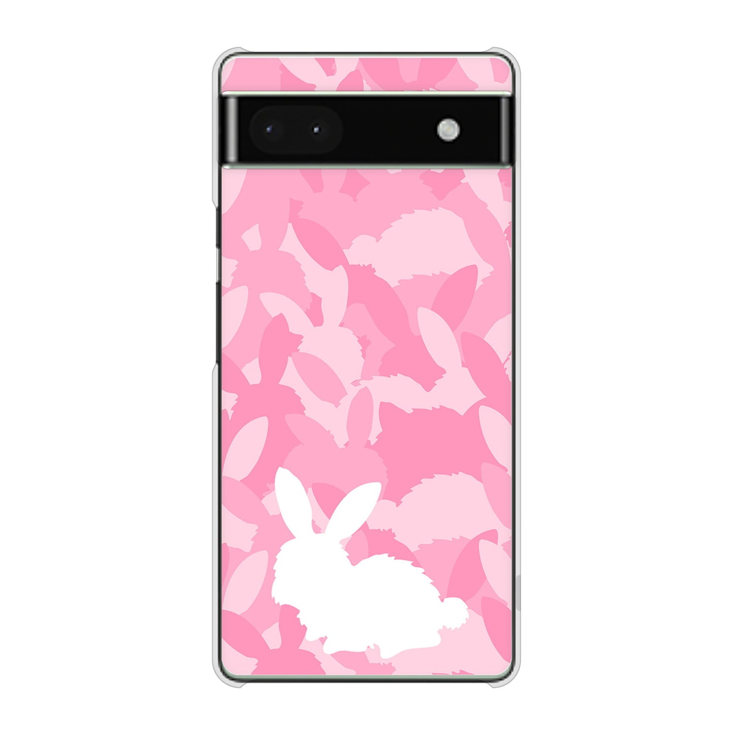 Google Pixel 6a 高画質仕上げ 背面印刷 ハードケース むかいあぐる うさぎ迷彩風