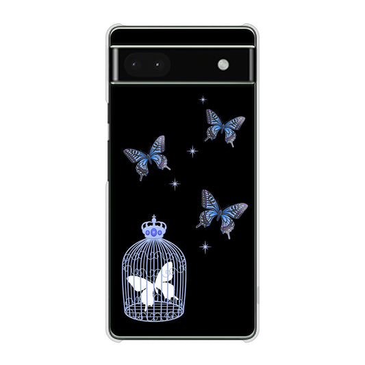 Google Pixel 6a 高画質仕上げ 背面印刷 ハードケース むかいあぐる 蝶の王冠鳥かご