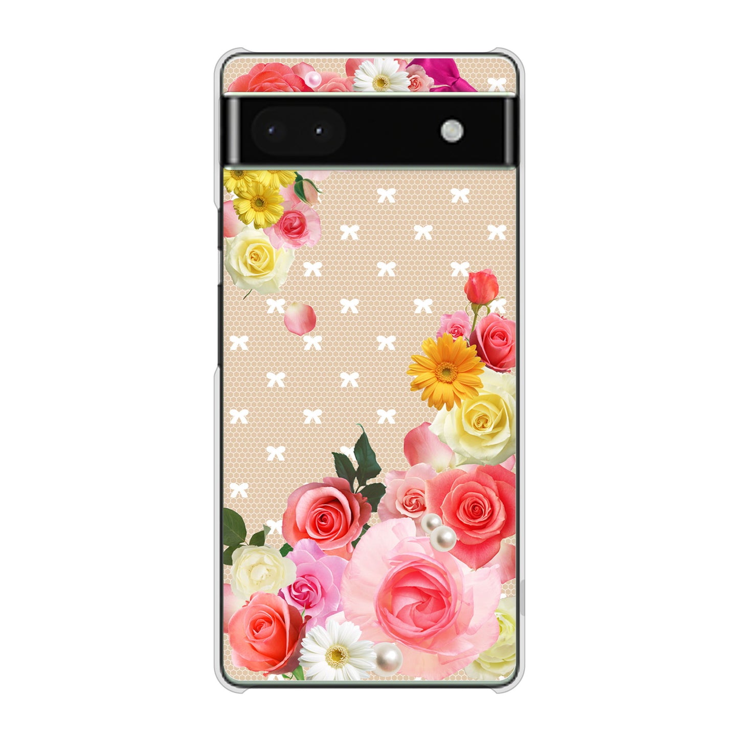Google Pixel 6a 高画質仕上げ 背面印刷 ハードケース ロマンチックなバラ