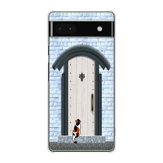 Google Pixel 6a 高画質仕上げ 背面印刷 ハードケース 猫とドア