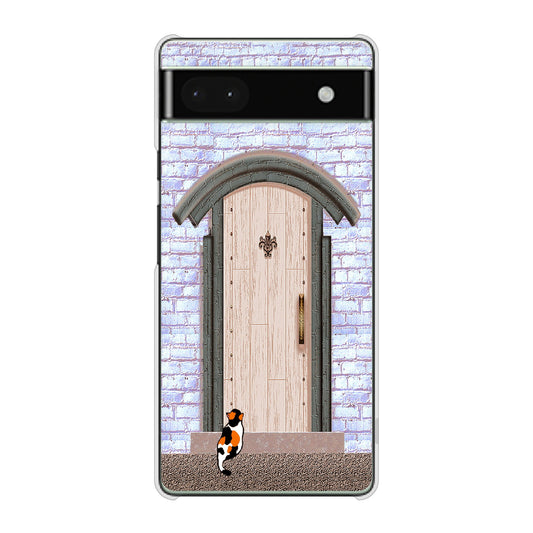 Google Pixel 6a 高画質仕上げ 背面印刷 ハードケース 猫とドア