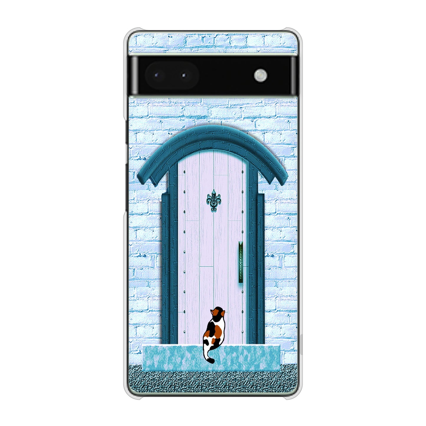 Google Pixel 6a 高画質仕上げ 背面印刷 ハードケース 猫とドア