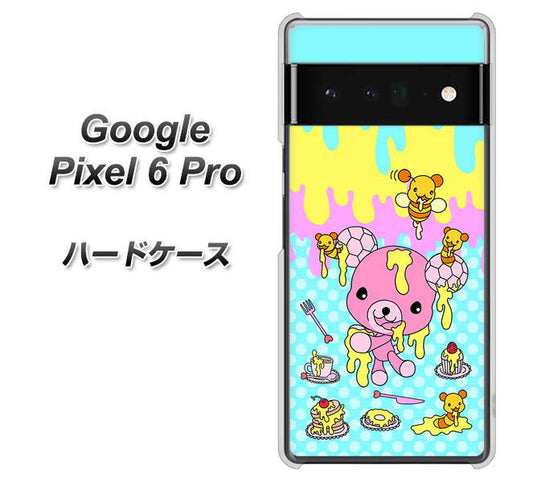 Google Pixel 6 Pro 高画質仕上げ 背面印刷 ハードケース【AG821 ハニベア（水玉水色）】