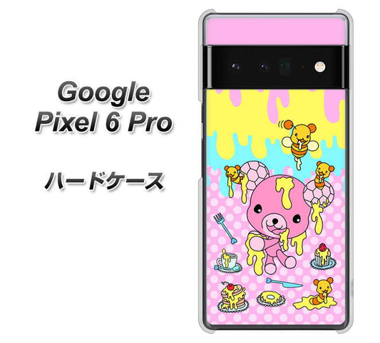 Google Pixel 6 Pro 高画質仕上げ 背面印刷 ハードケース【AG822 ハニベア（水玉ピンク）】